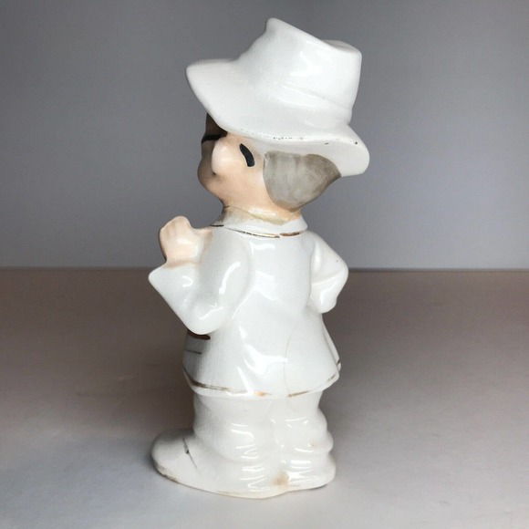 Pudgy Old Man Suit Hat Glasses Vintage Porcelain Figurine Gold H412 5/1 - RARE - Picture 7 of 12